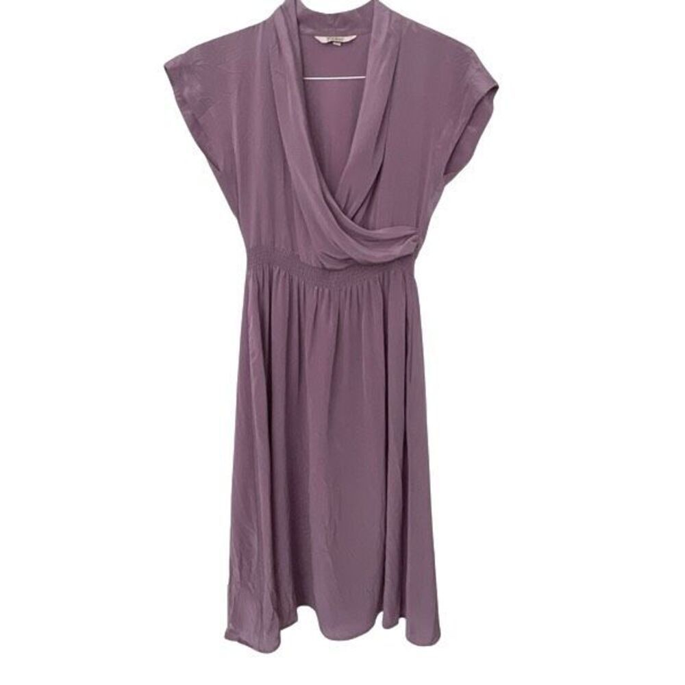 EUC Tucker Lavender Silk Drape Cross Front Midi Dress XS Petite